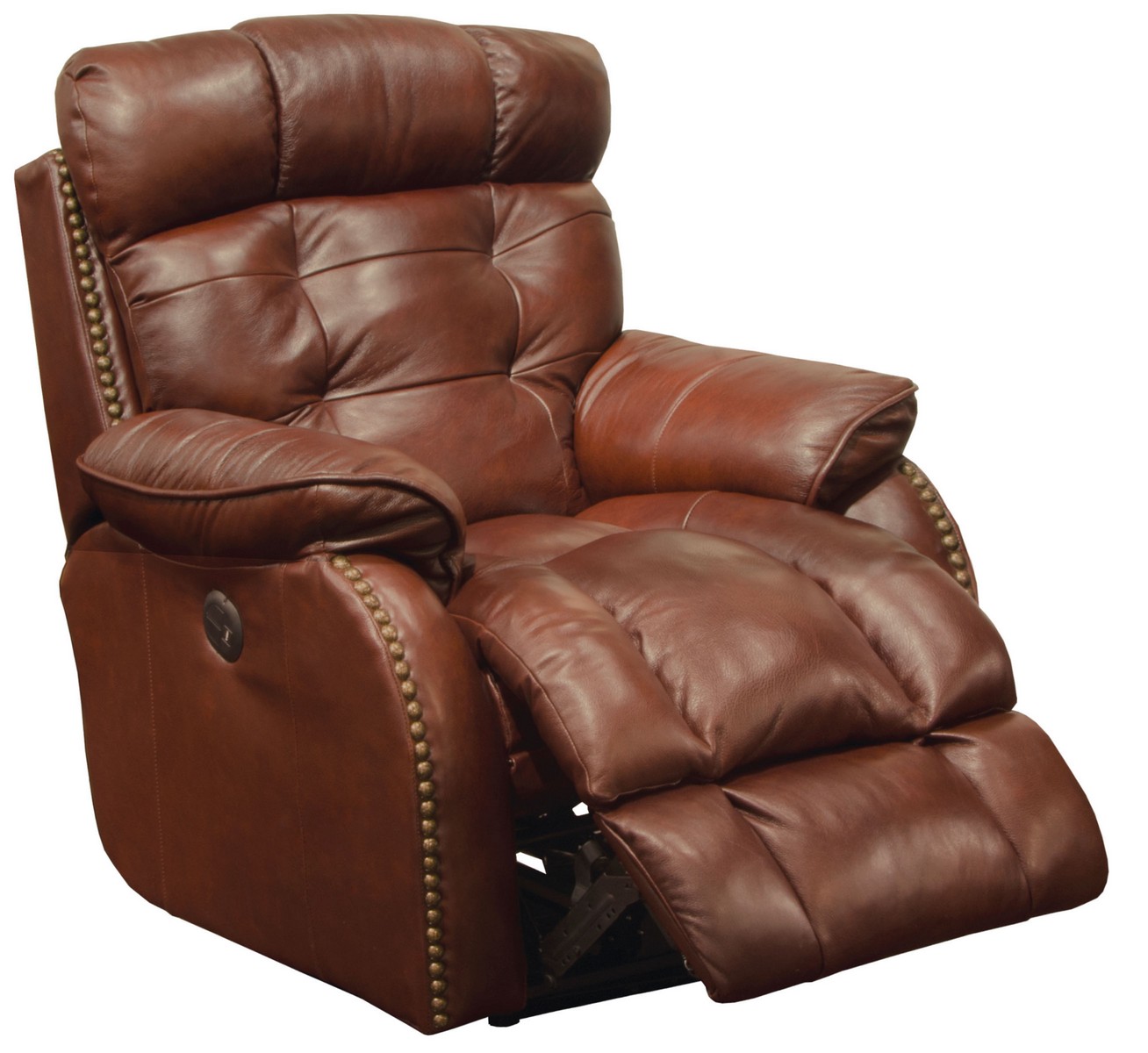 CatNapper Patterson Top Grain Leather Touch Power Lay Flat Recliner - Walnut