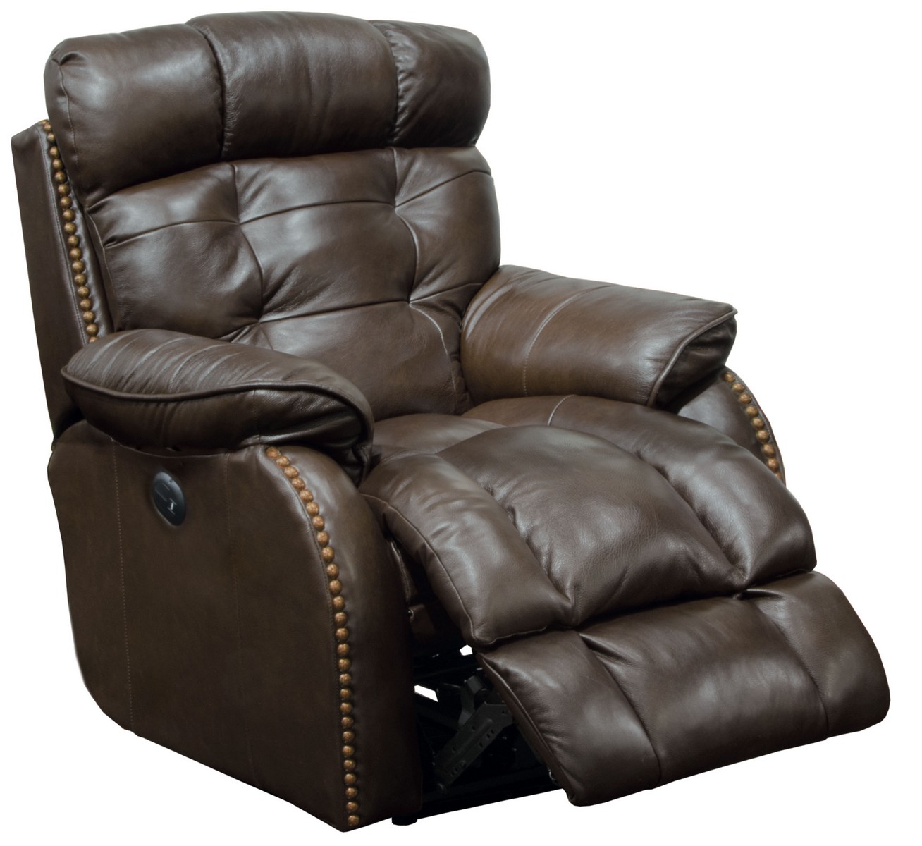CatNapper Patterson Top Grain Leather Touch Power Lay Flat Recliner - Chocolate