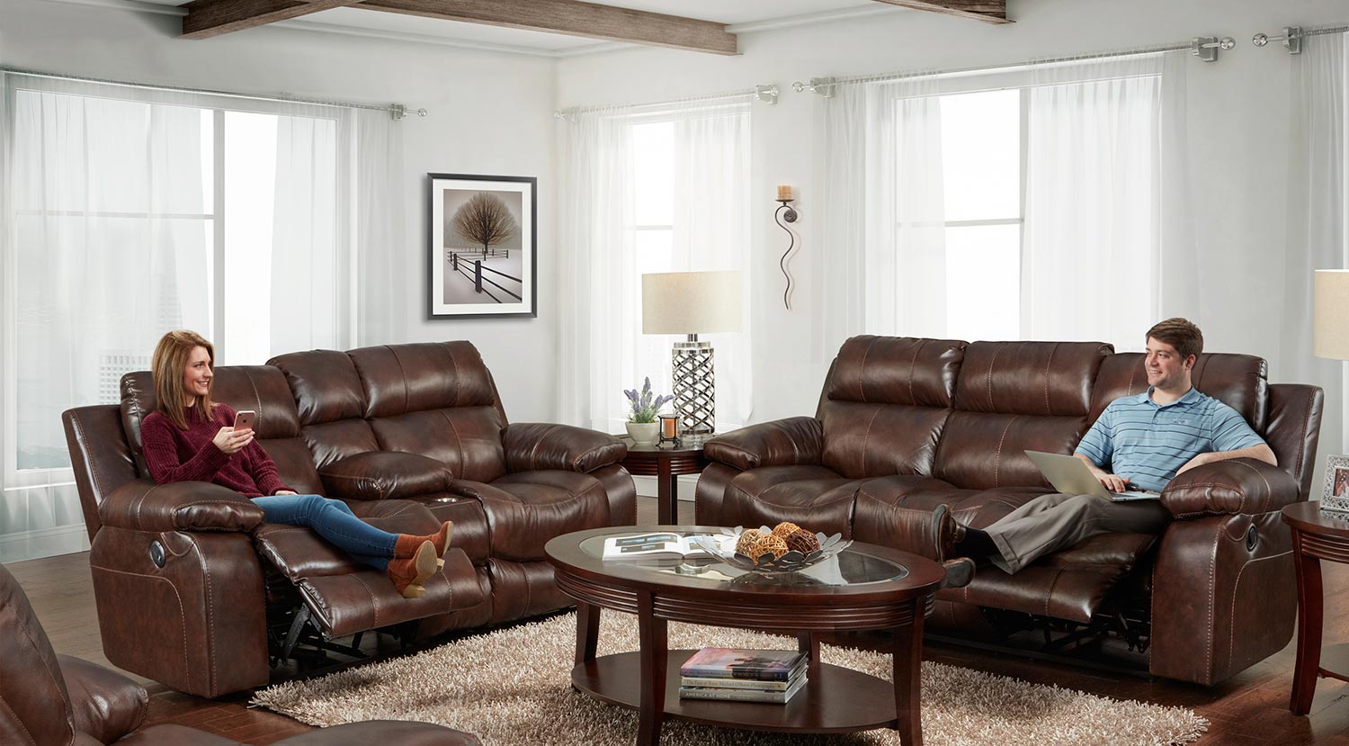 CatNapper Positano Reclining Sofa Set - Cocoa