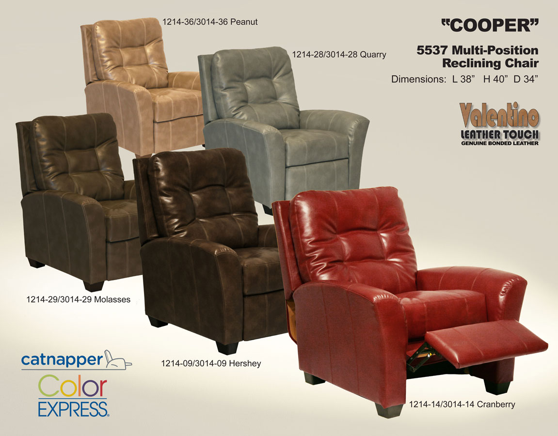 CatNapper Cooper Bonded Leather No Handle Multi Position Reclining Chair - Quarry