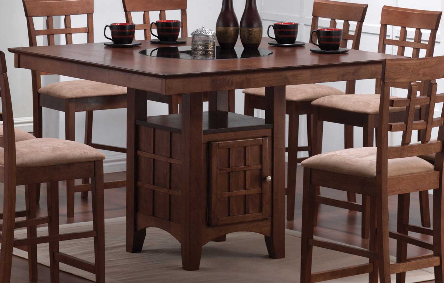 counter height dining table with storage pedestal base