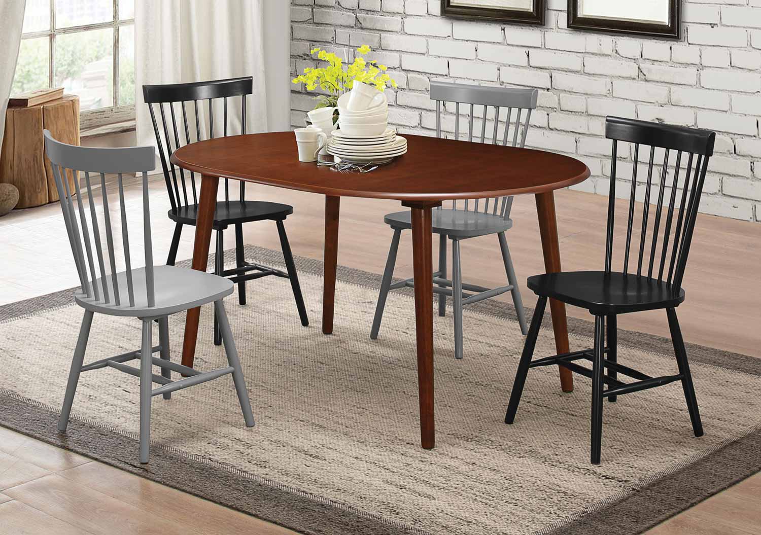 Coaster Emmett Dining Set - Light Walnut Coaster Emmett Dining Set - Light Walnut
