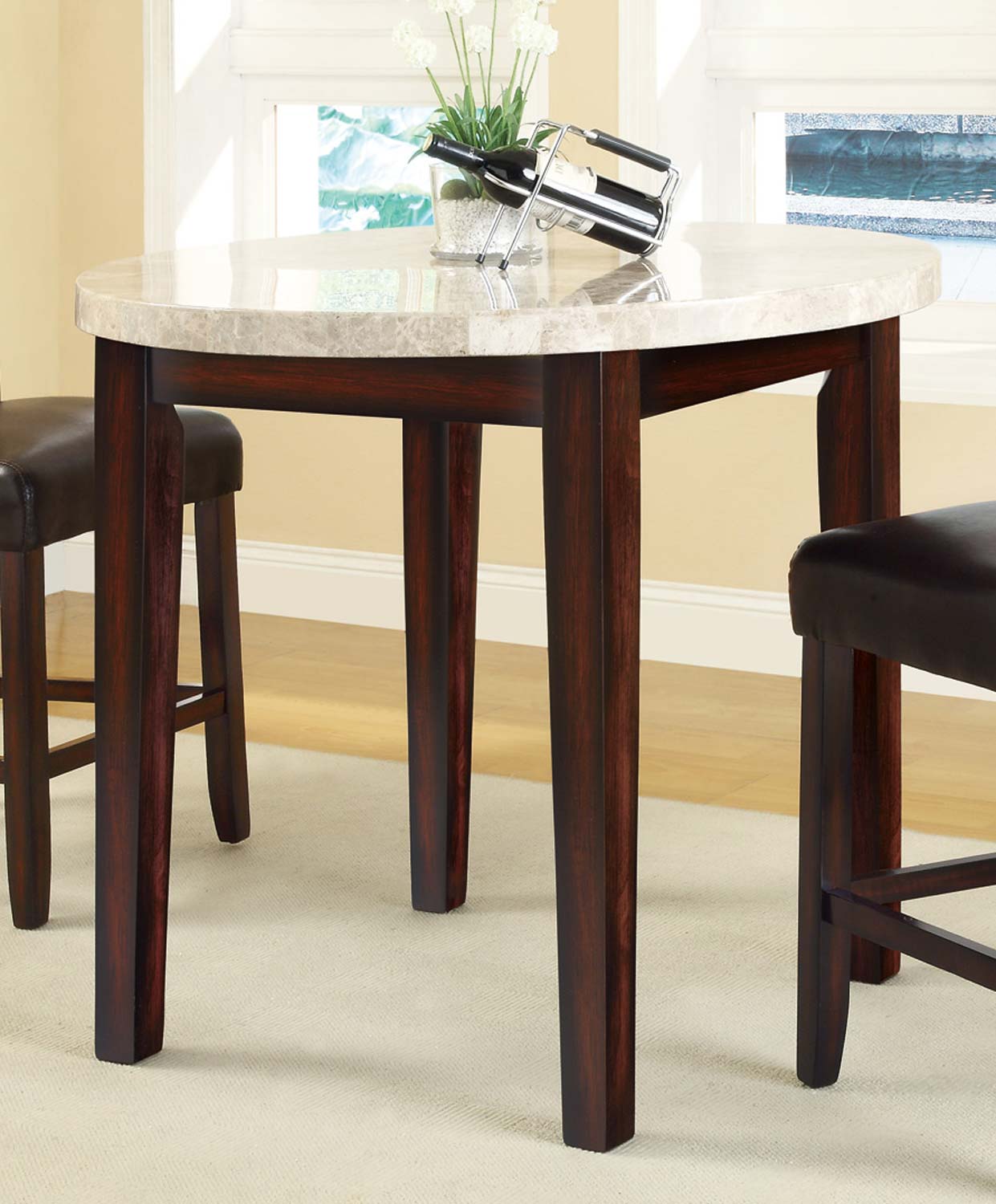 Coaster Milton Round Counter Height Table - Light Top - Rich Cherry