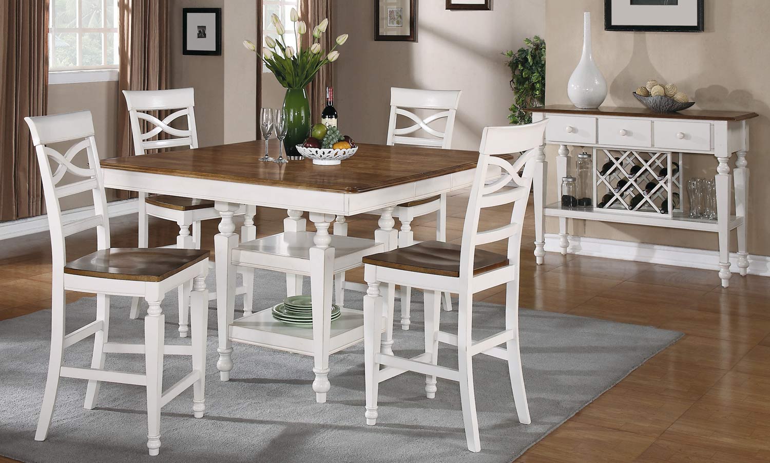 Coaster Ashley Counter Height Dining Set - Oak - Antique White