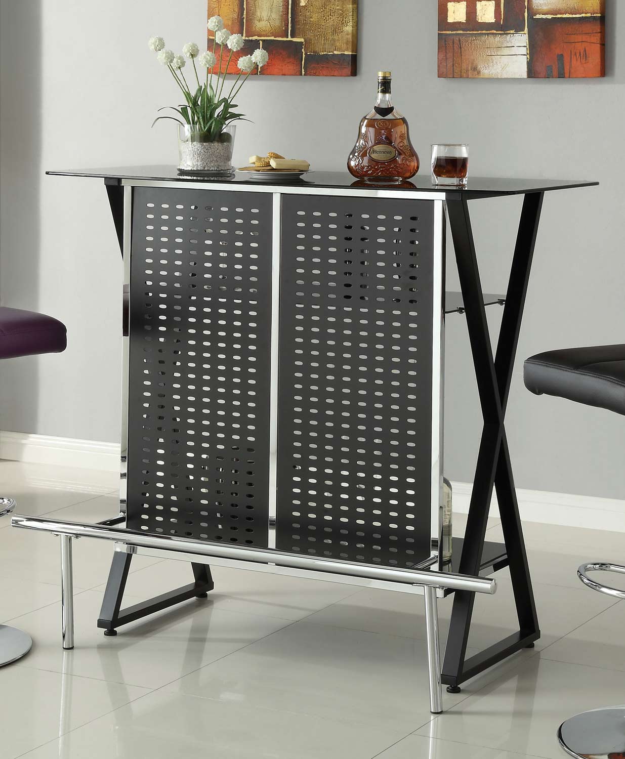 Coaster 104025 Bar Table - Chrome/Black
