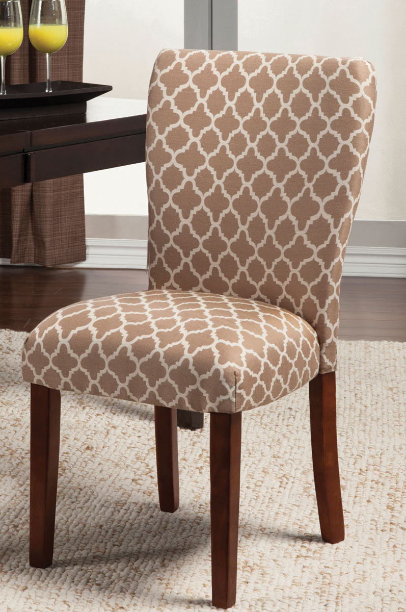 Coaster Parson Side Chair - Tan/Cream Quatrefoil