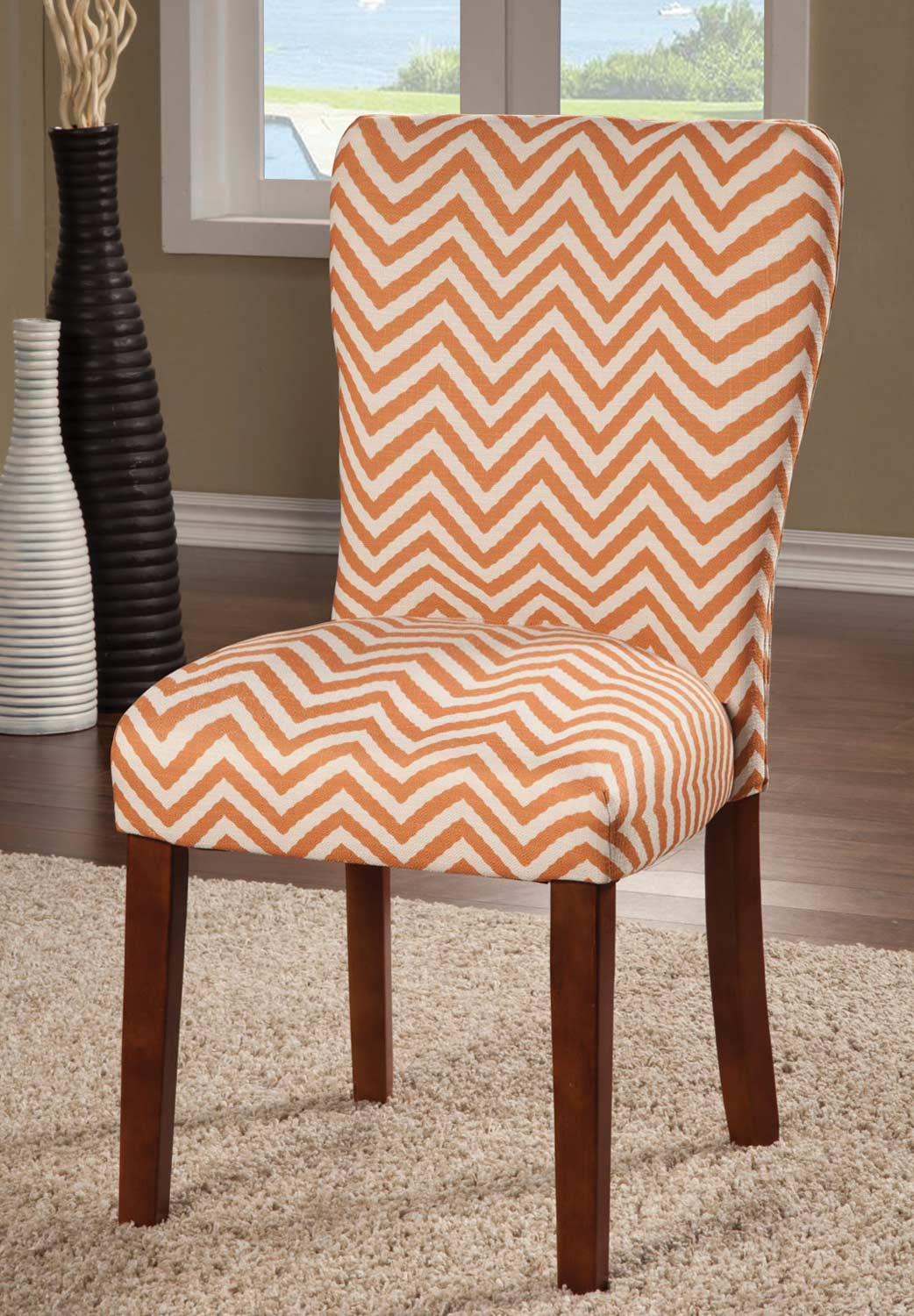 Coaster Parson Side Chair - Orange Chevron