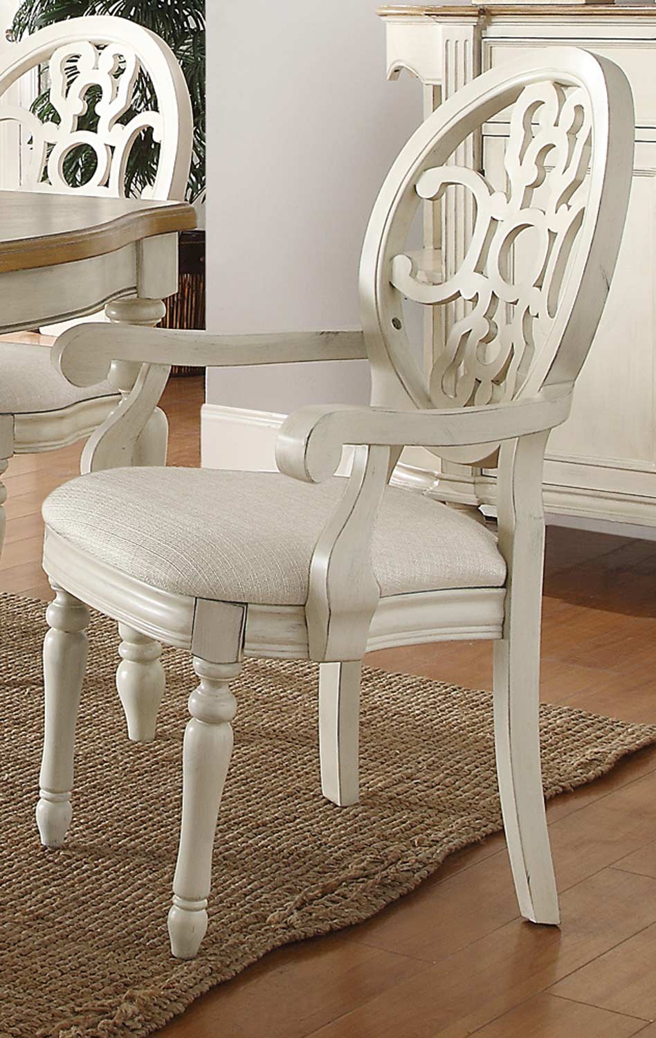 Coaster Rebecca Arm Chair - Antique White/Oak