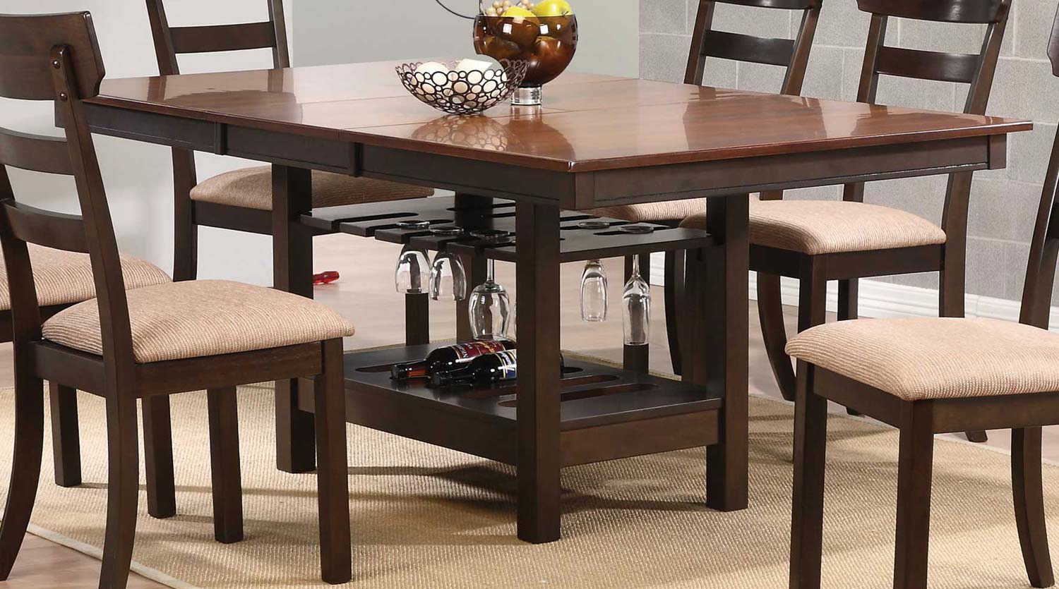Coaster Greenbury Dining Table with Wine Rack Base - Golden Brown/Coffee