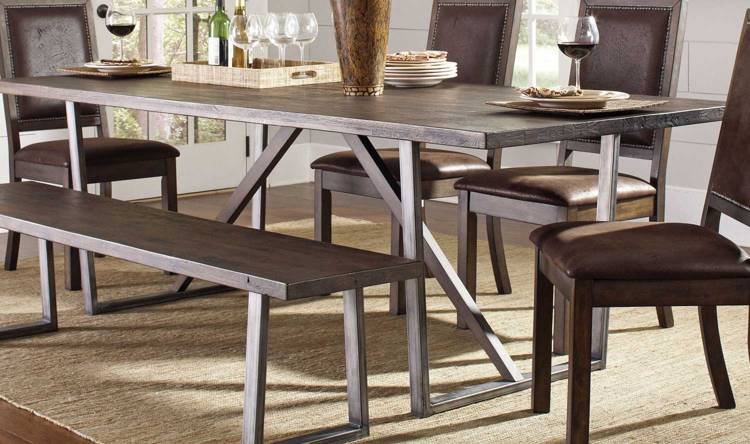 Coaster Genoa Dining Table - Wire Brushed Cocoa/Metal