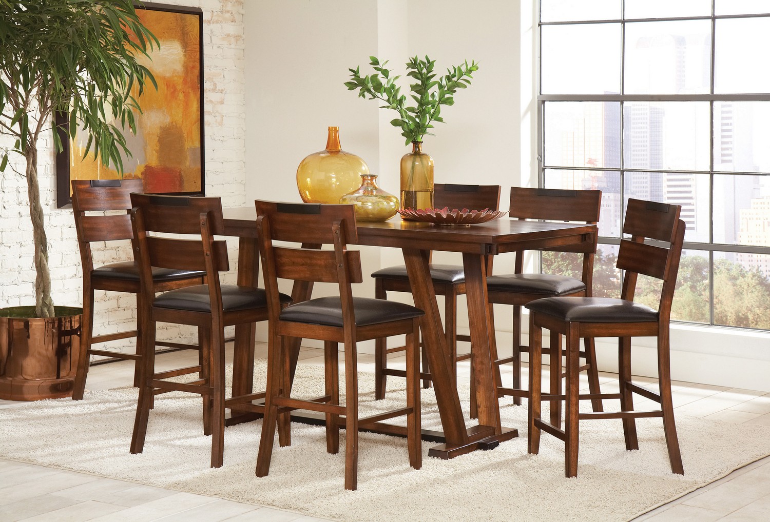 Coaster Avalon Counter Height Dining Set - Dark Amber - Coffee Bean Coaster Avalon Counter Height Dining Set - Dark Amber - Coffee Bean