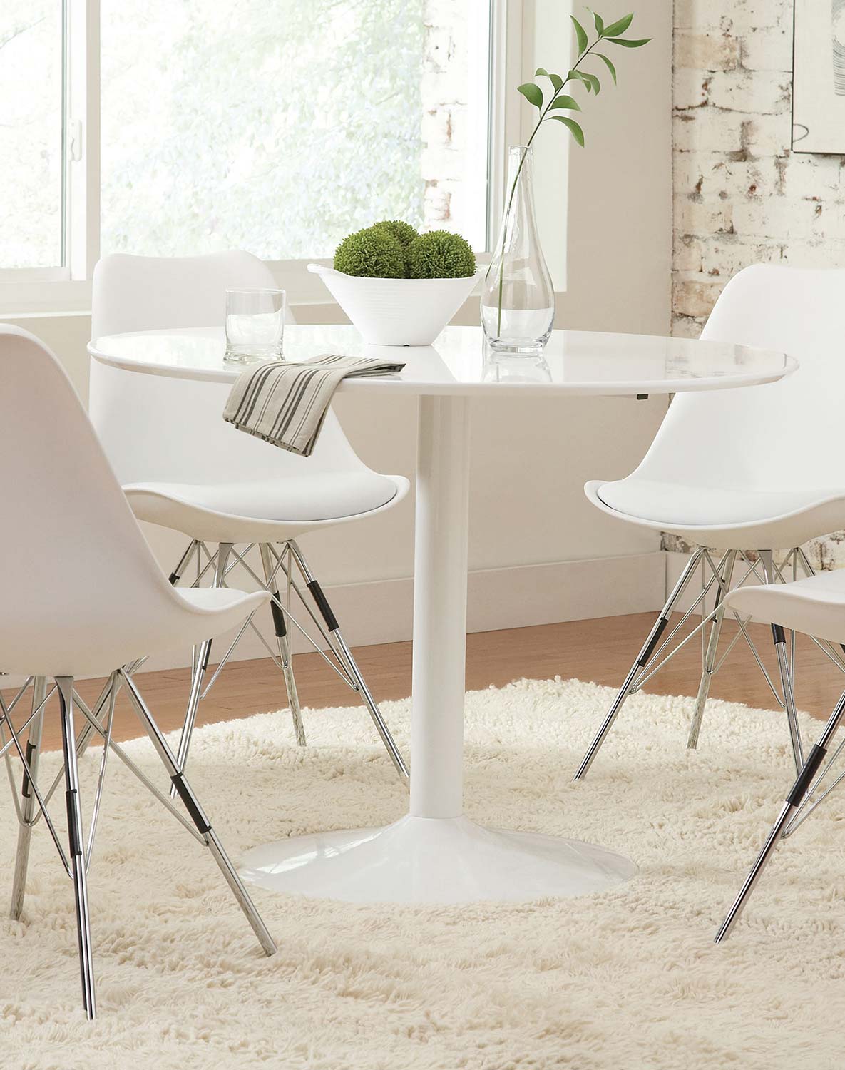 Coaster Lowry Round Dining Table - White Metal