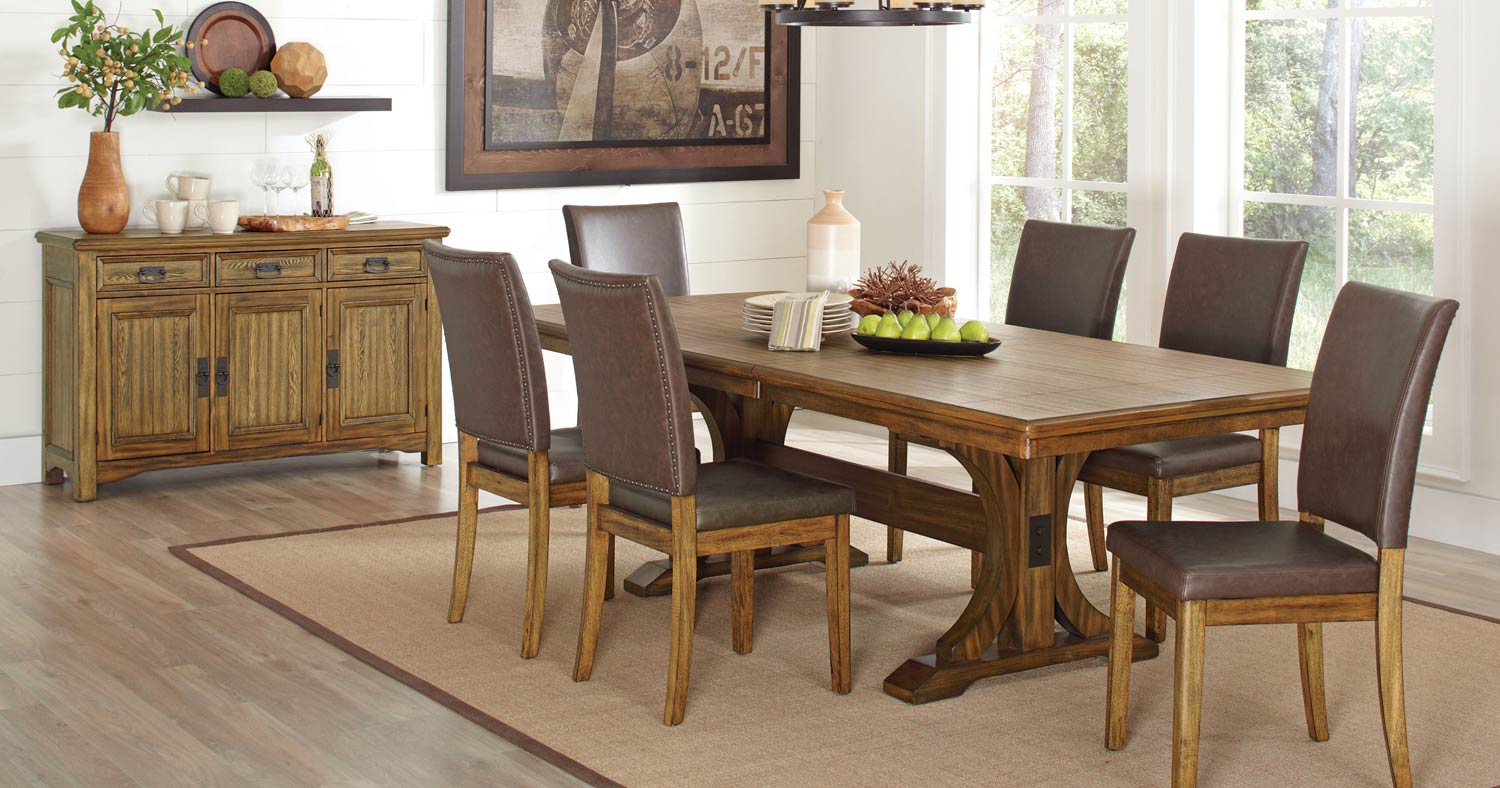 Coaster Salerno Dining Set - Wire Brushed Amber Coaster Salerno Dining Set - Wire Brushed Amber