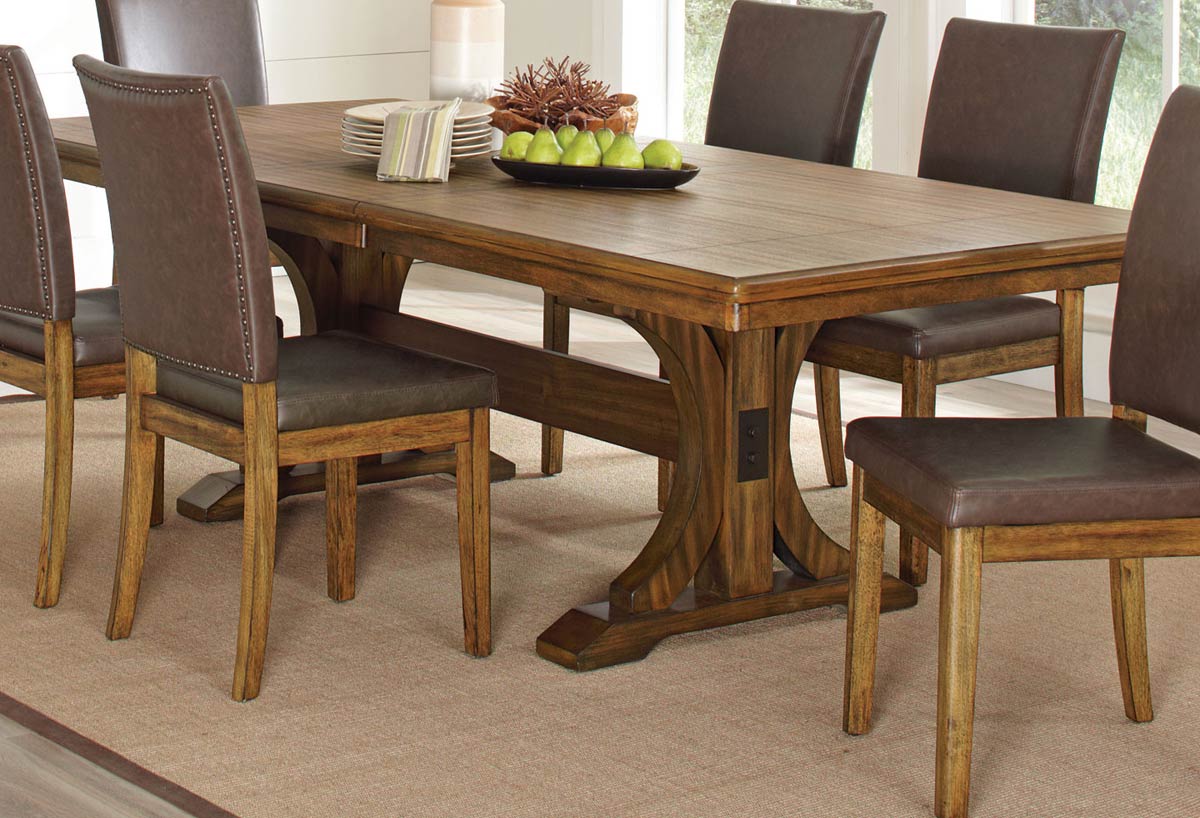 Coaster Salerno Dining Table - Wire Brushed Amber