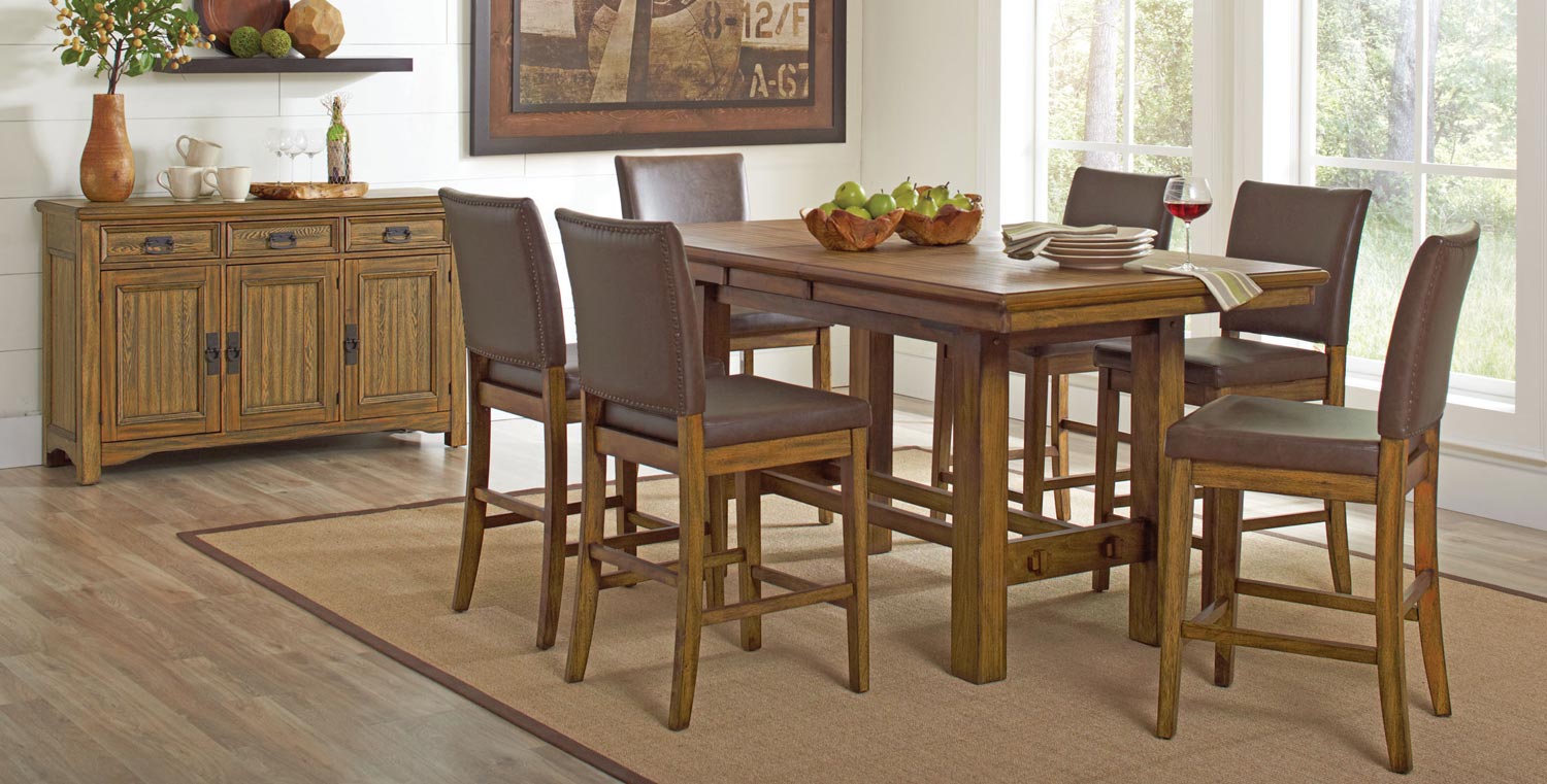 Coaster Salerno Dining Set - Wire Brushed Amber Coaster Salerno Dining Set - Wire Brushed Amber