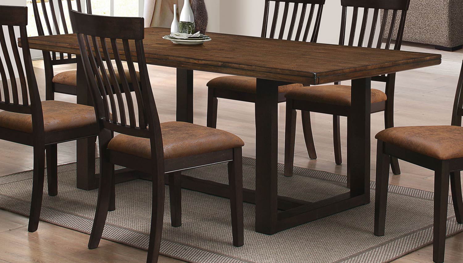 Coaster Wood River Dining Table - Two tone rustic Amber & Charcoal