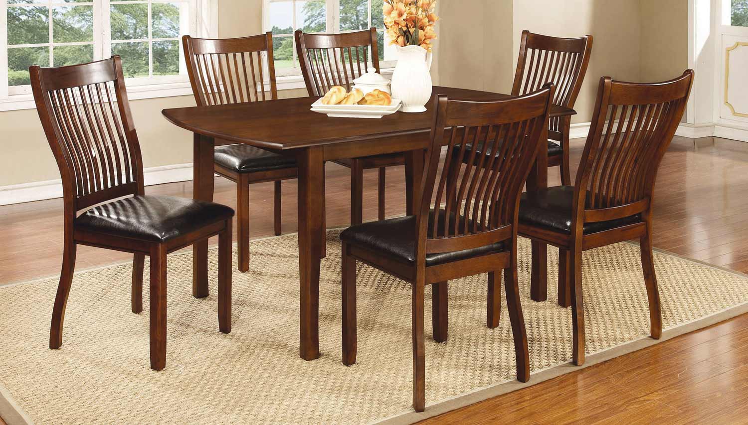 Coaster Sierra Dining Collection - Cherry Brown/Black Leatherette Coaster Sierra Dining Collection - Cherry Brown/Black Leatherette