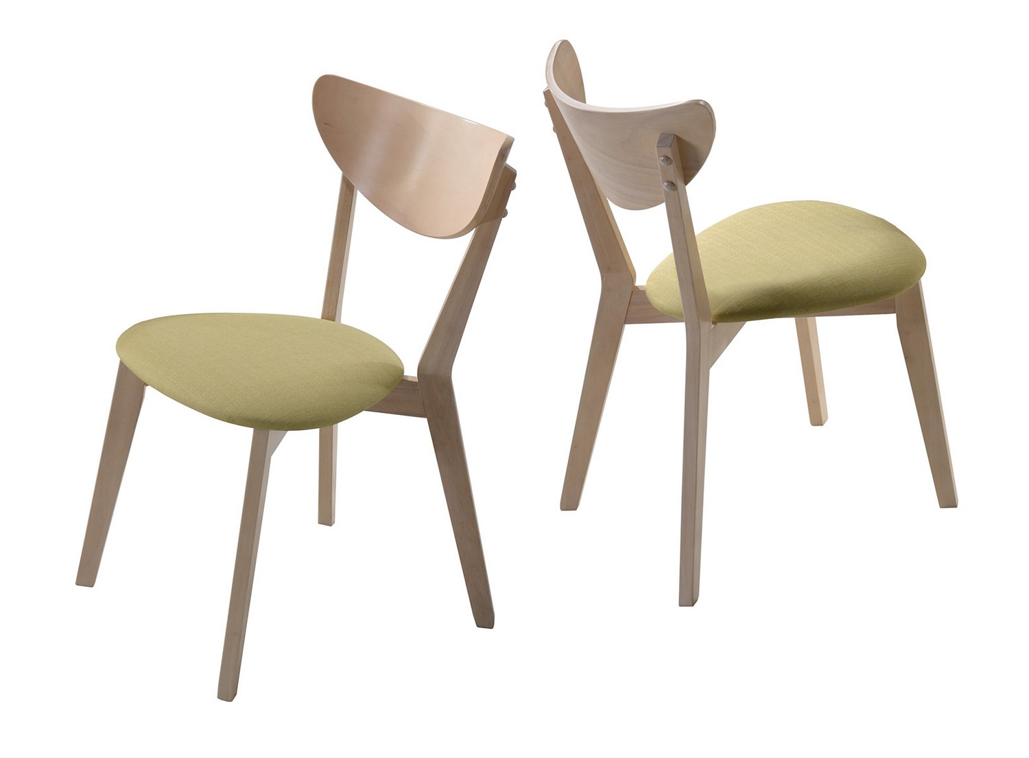 Coaster Appel Side Chair - White - White Wash/Pale Green Fabric