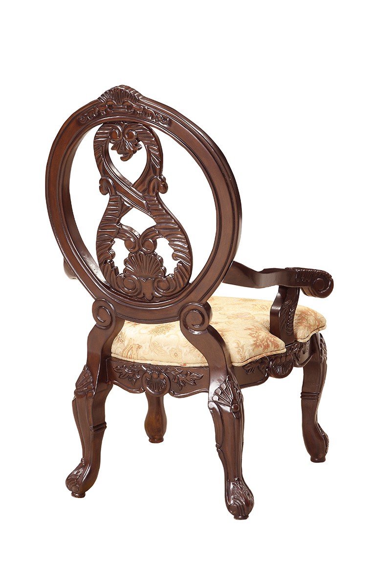 Coaster Jacques Arm Chair - Dark Cherry/Neutral Tone Woven Floral Fabric