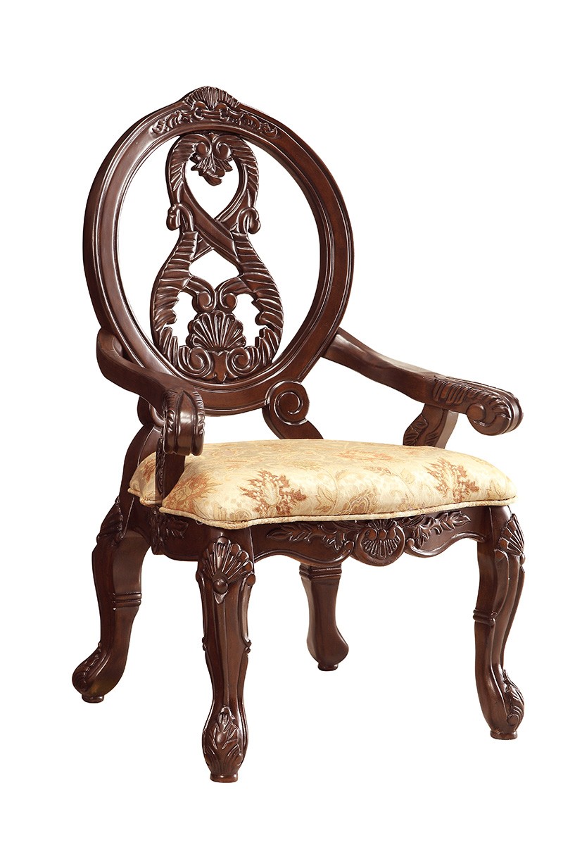 Coaster Jacques Arm Chair - Dark Cherry/Neutral Tone Woven Floral Fabric