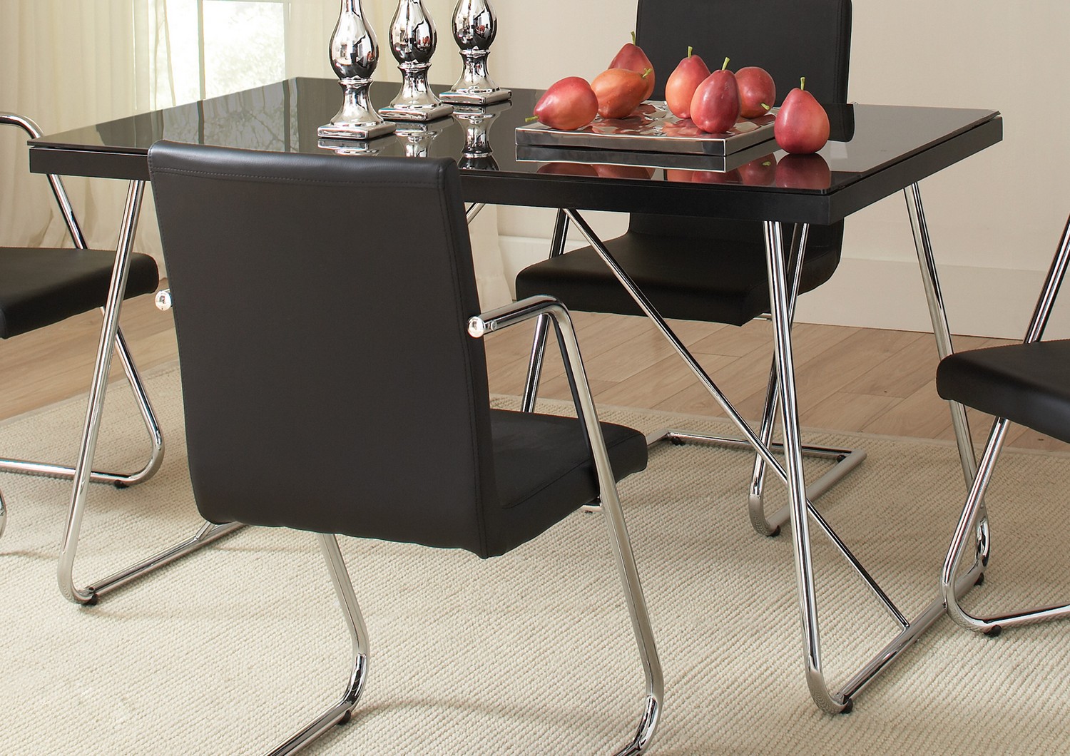 Coaster Avram Dining Table - Chrome/Black Glass