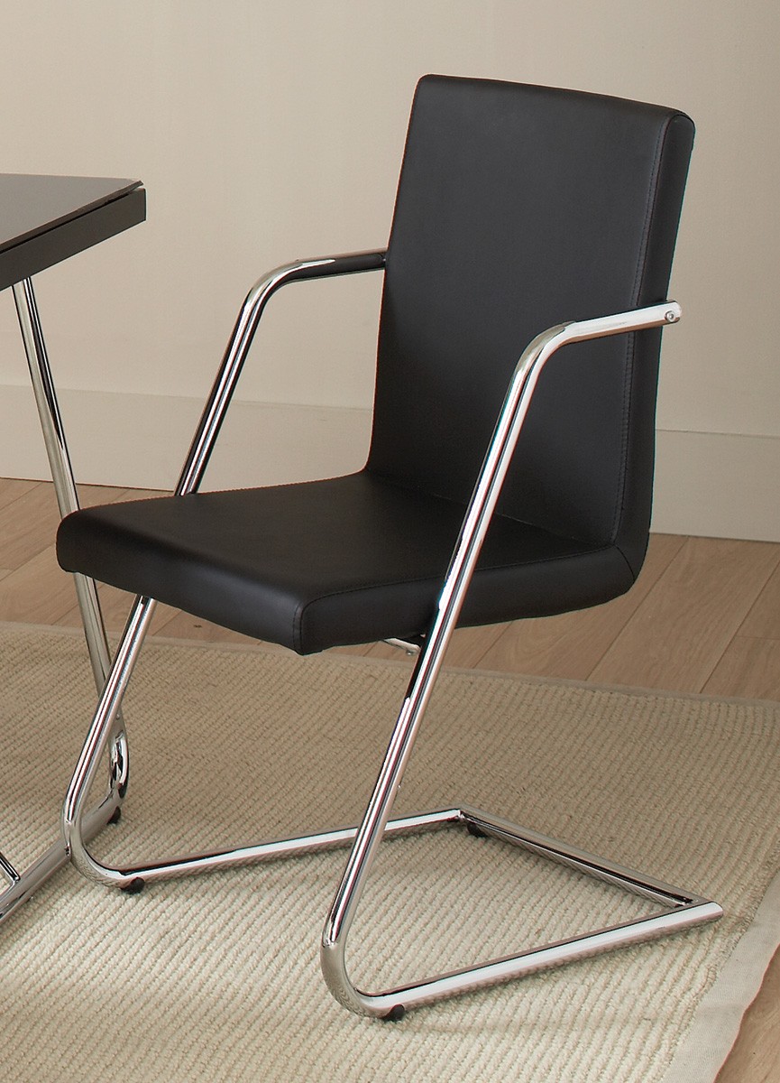 Coaster Avram Side Chair - Chrome/Black Leatherette
