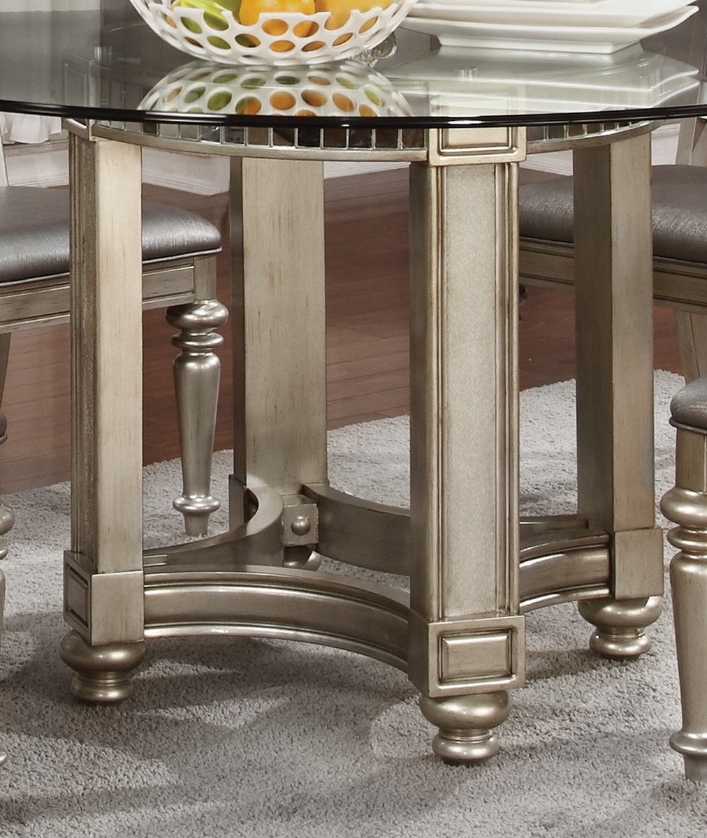 Coaster Danette Round Glass Top Dining Table - Metallic Platinum