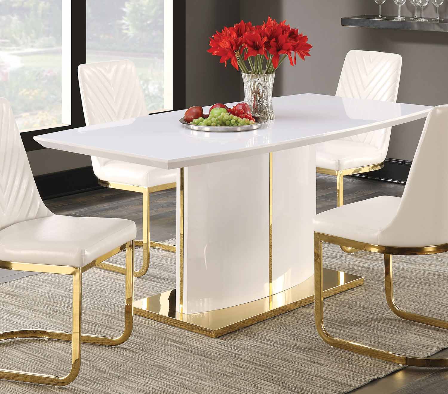 Coaster Cornelia Dining Table - High Gloss White