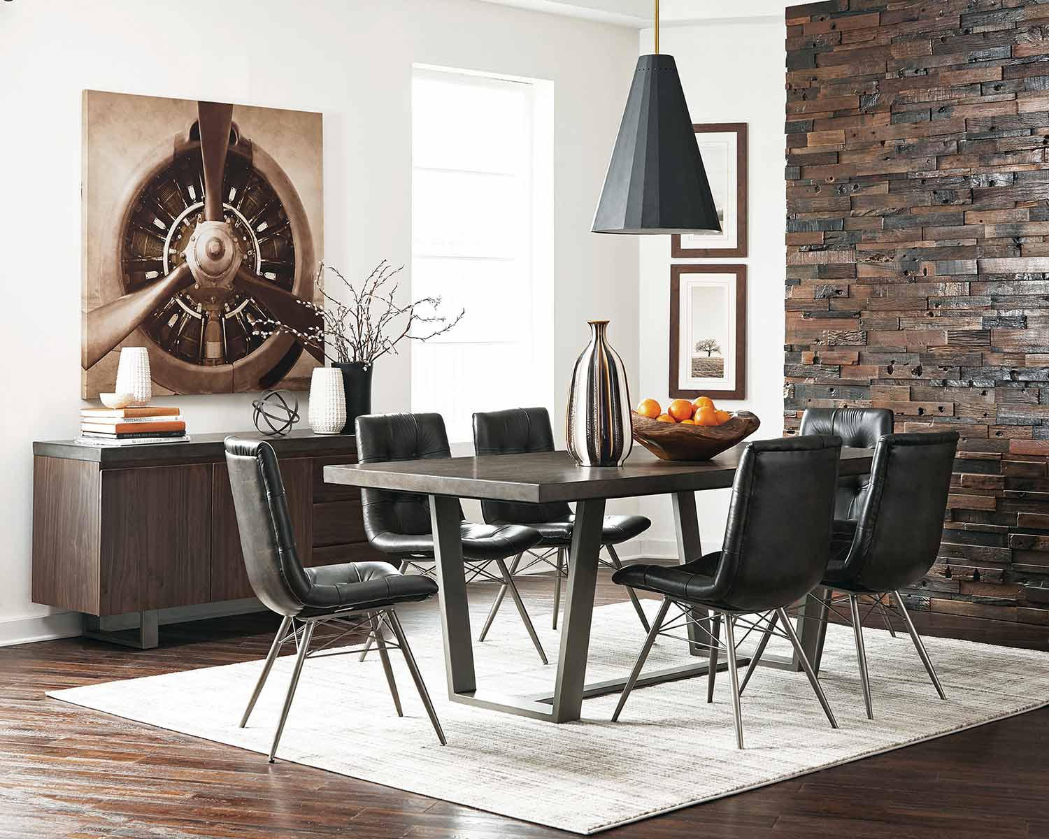 Coaster Hutchinson Dining Set - Aged Concrete/Gunmetal