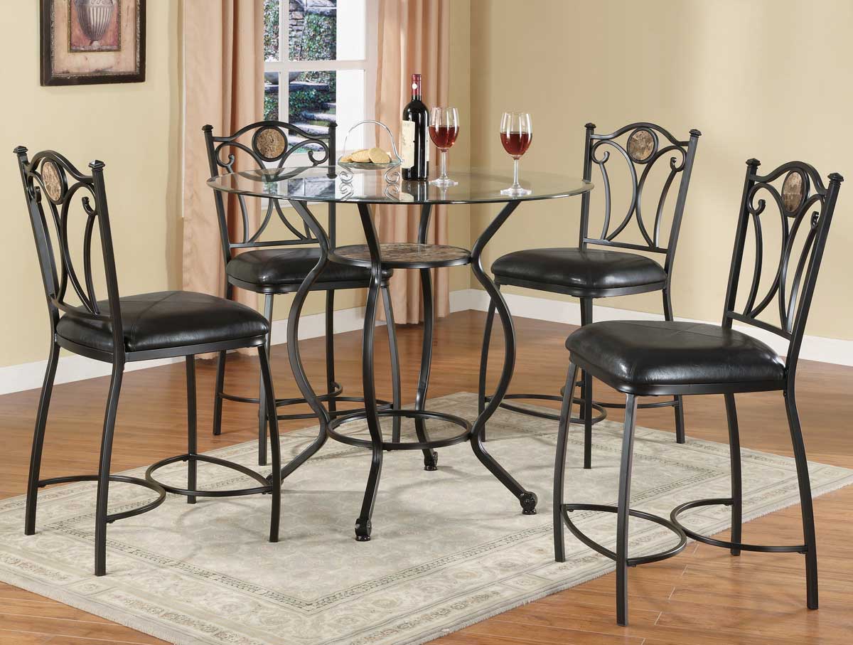 Coaster 120621 Glass Top Counter Height Dining Set 120621DinSet at
