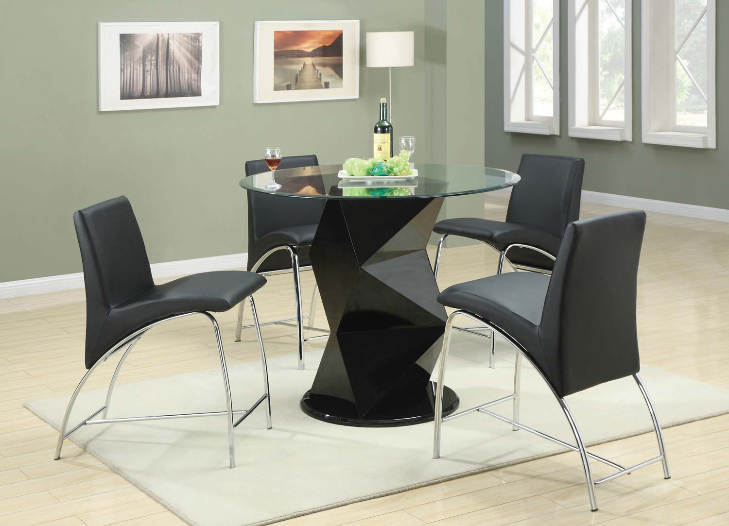 Coaster Ophelia Round Glass Counter Height Dining Set Coaster Ophelia Round Glass Counter Height Dining Set