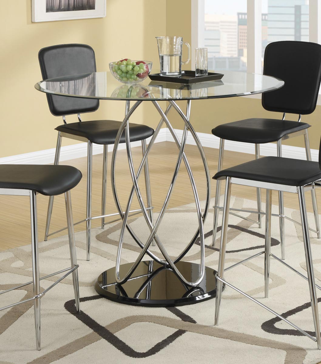 Coaster Ciccone Counter Height Table - Chrome/Glossy Black
