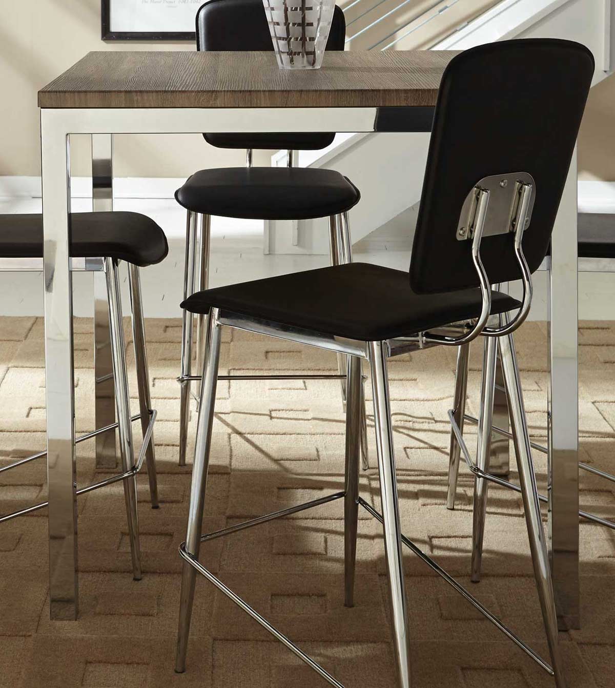 Coaster Eldridge Counter Height Dining Table - Weathered Grey Chrome