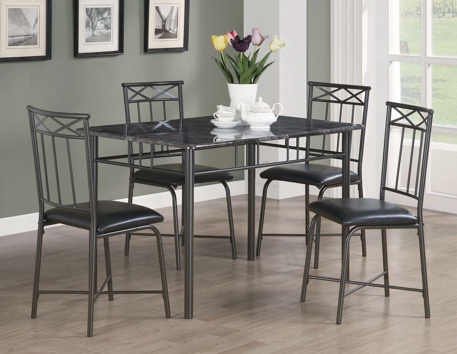 Coaster 150115 5 PC Dining Set - Black Metal