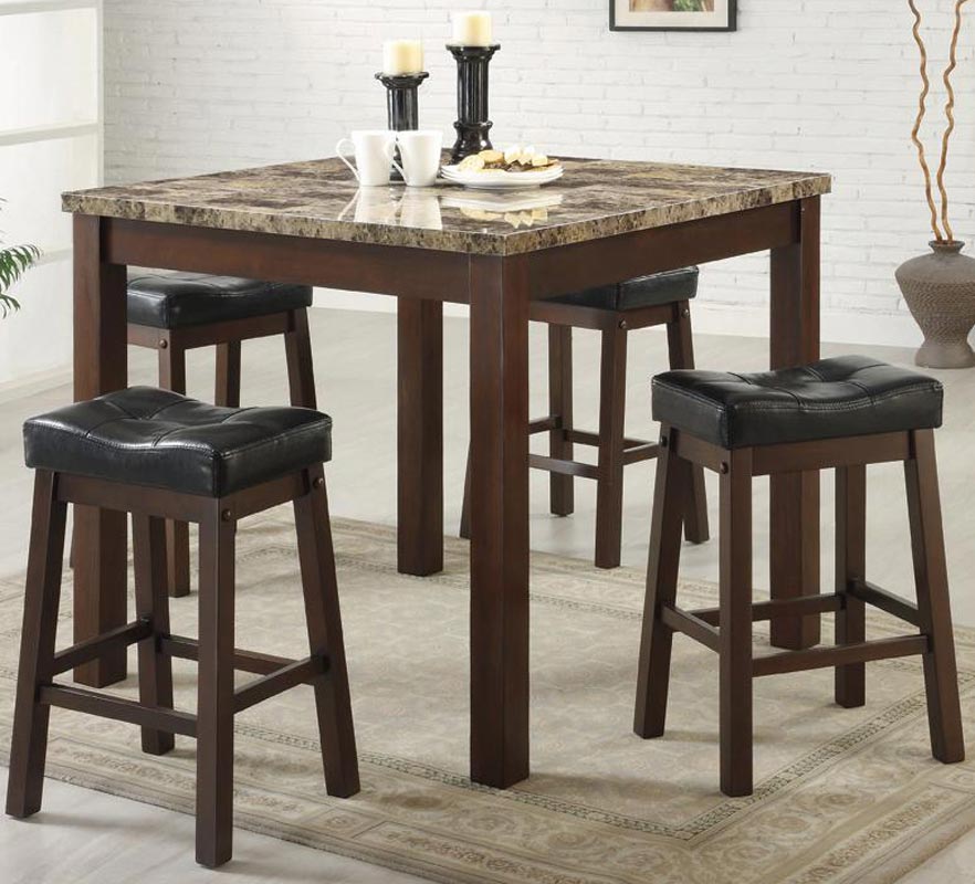 Coaster Sofie 5 Piece Square Marble Look Counter Height Dining Set