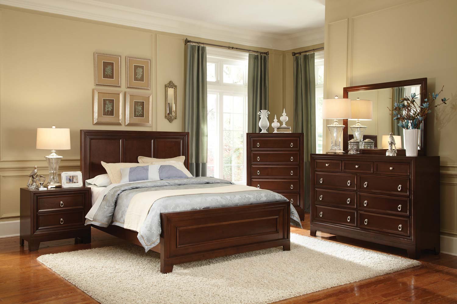 Coaster Nortin Low Profile Panel Bedroom Set - Dark Cherry