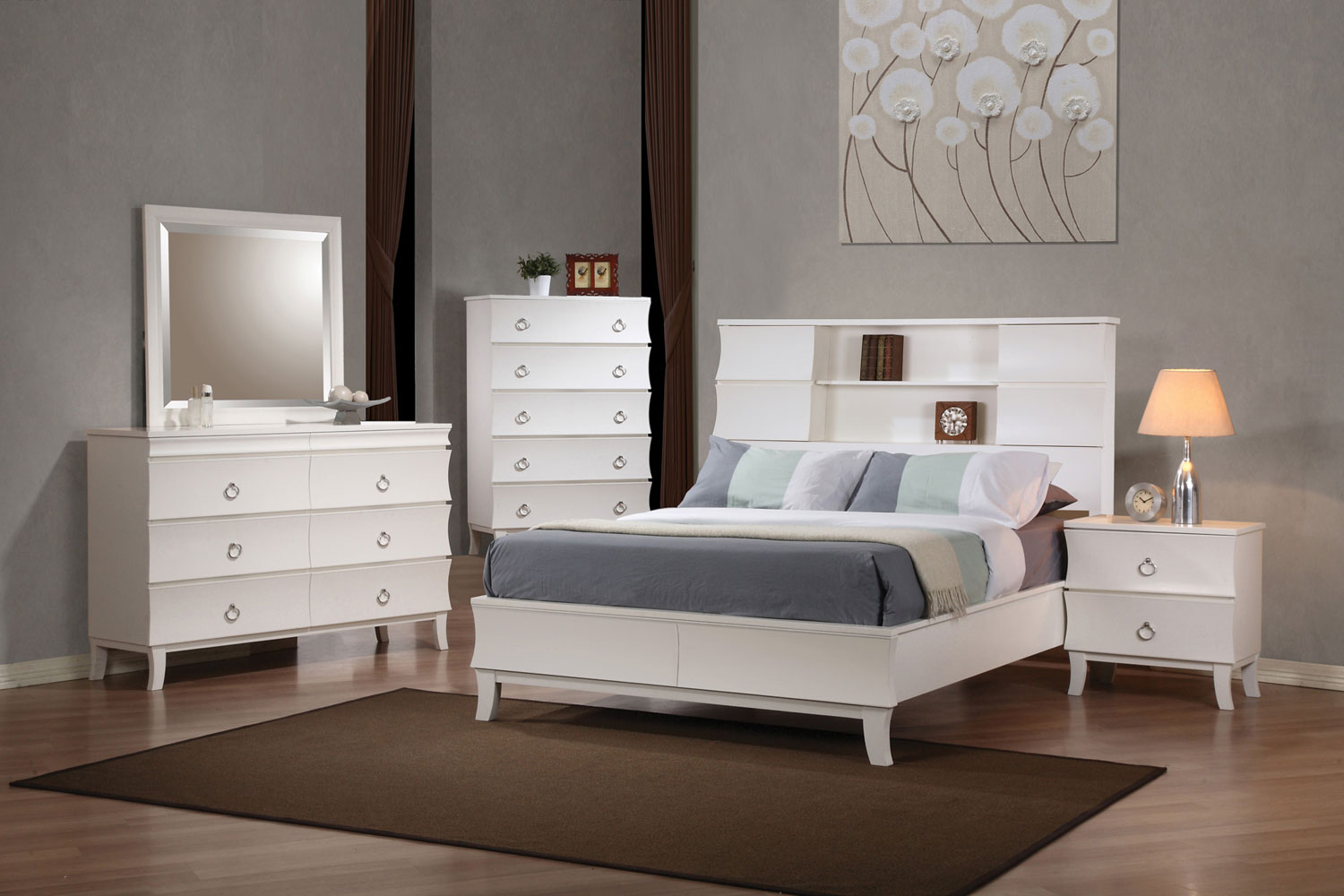 Coaster Holland Low Profile Bookcase Bedroom Set - White Coaster Holland Low Profile Bookcase Bedroom Set - White