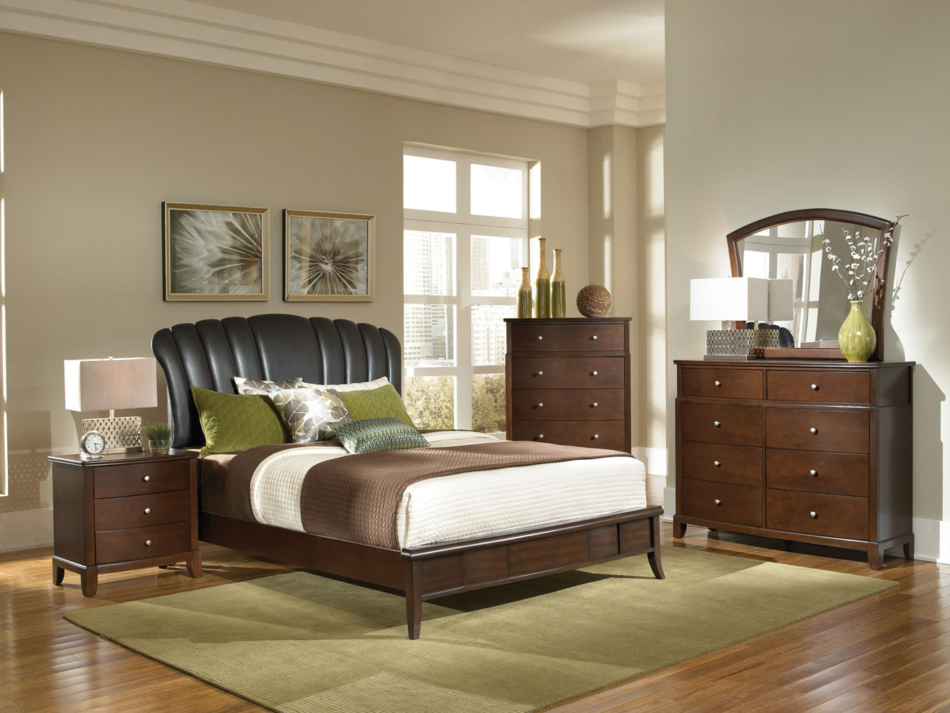 Coaster Addley Upholstered Low Profile Bedroom Set - Dark Cherry Coaster Addley Upholstered Low Profile Bedroom Set - Dark Cherry