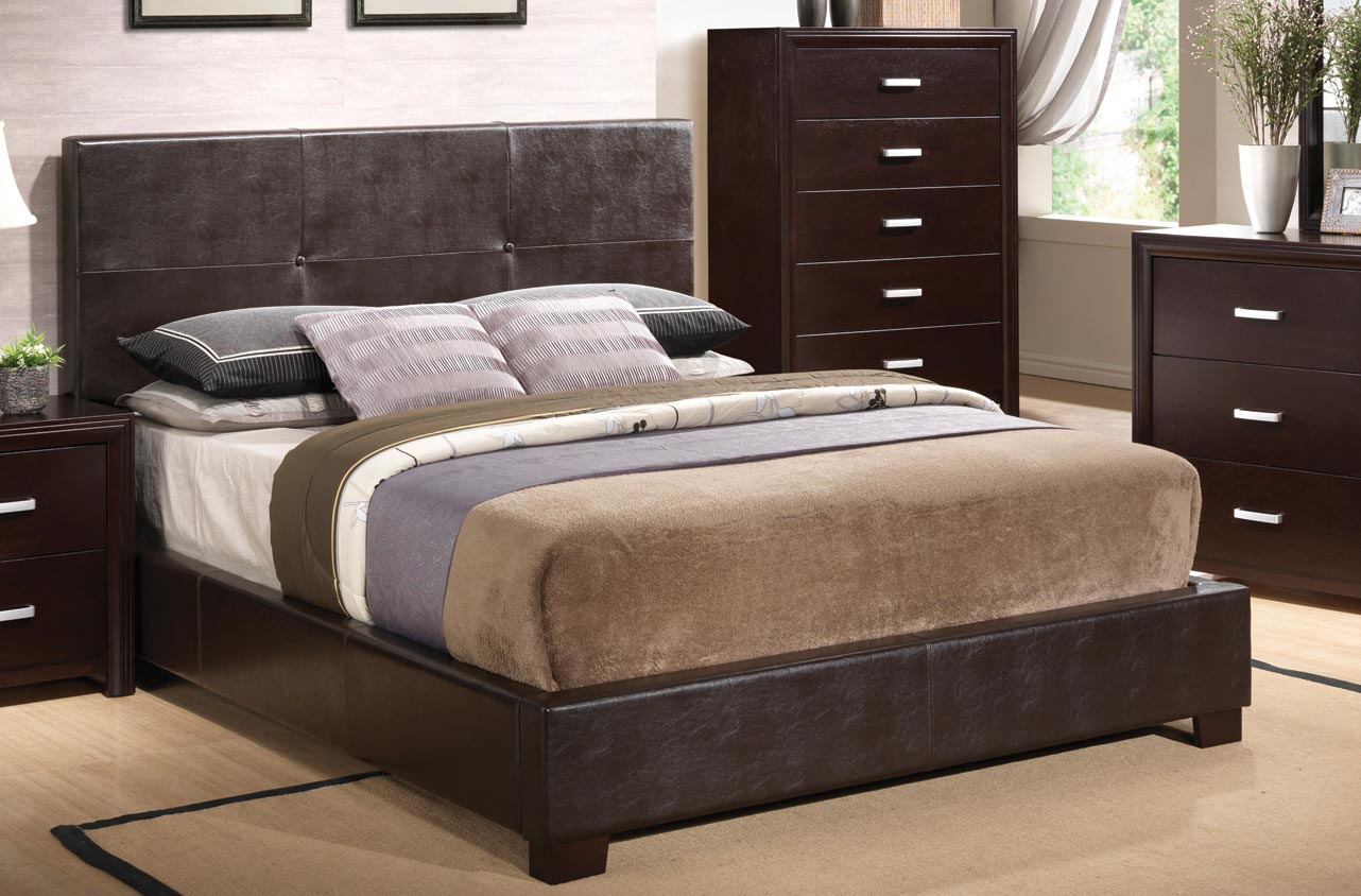 Coaster Andreas Vinyl Upholstered Low Profile Bed - Cappuccino