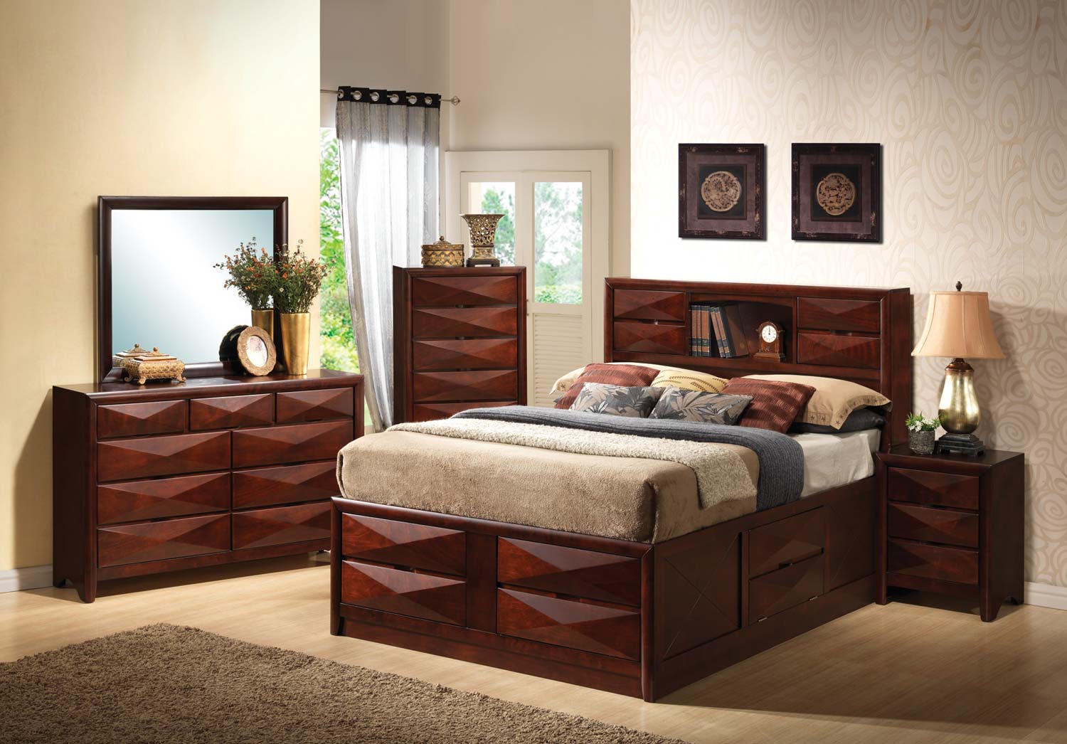 Coaster Bree Bookcase Storage Bedroom Set - Brown Cherry Coaster Bree Bookcase Storage Bedroom Set - Brown Cherry