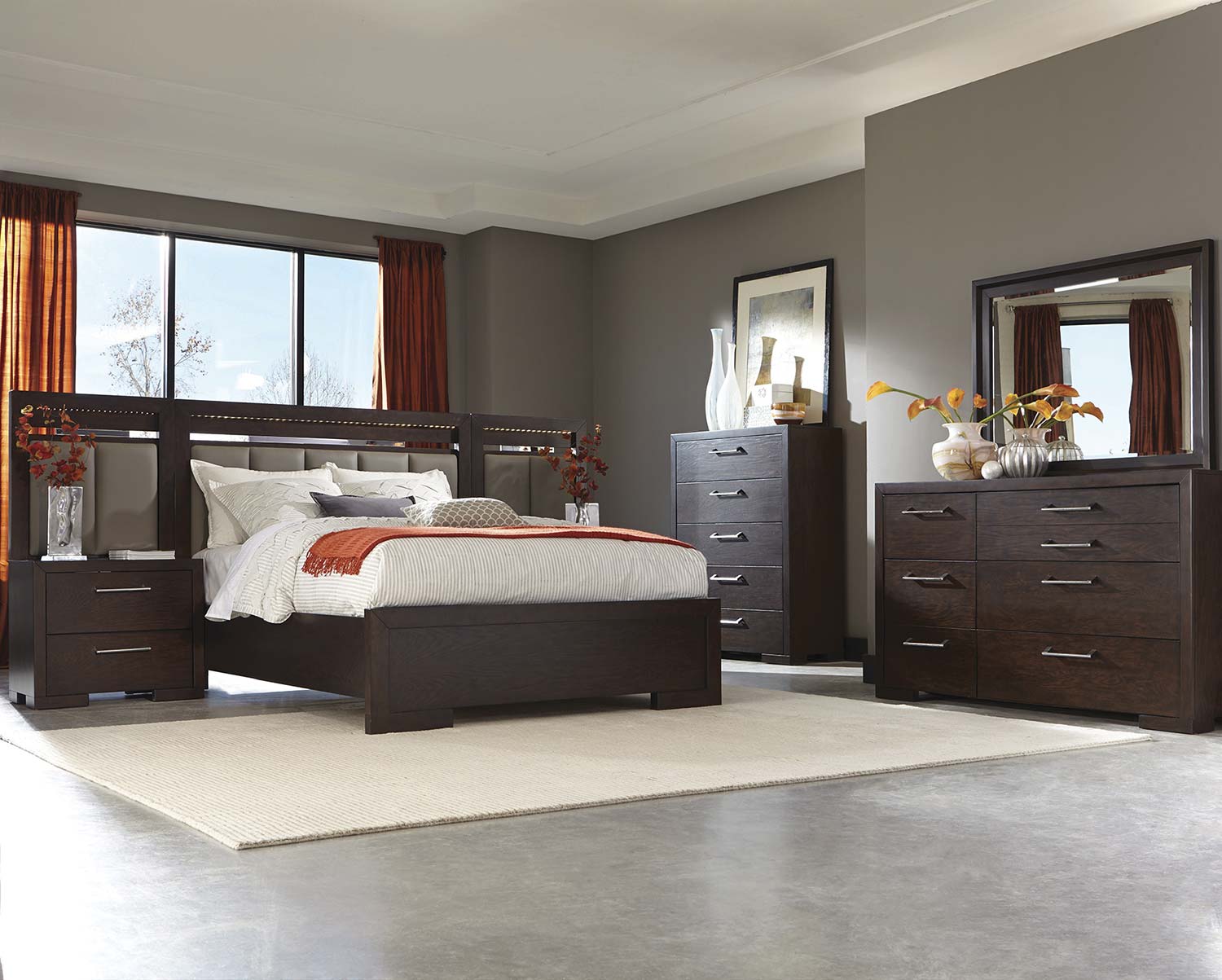 Coaster Berkshire Lighted Panel Bedroom Set - Bitter Chocolate Coaster Berkshire Lighted Panel Bedroom Set - Bitter Chocolate