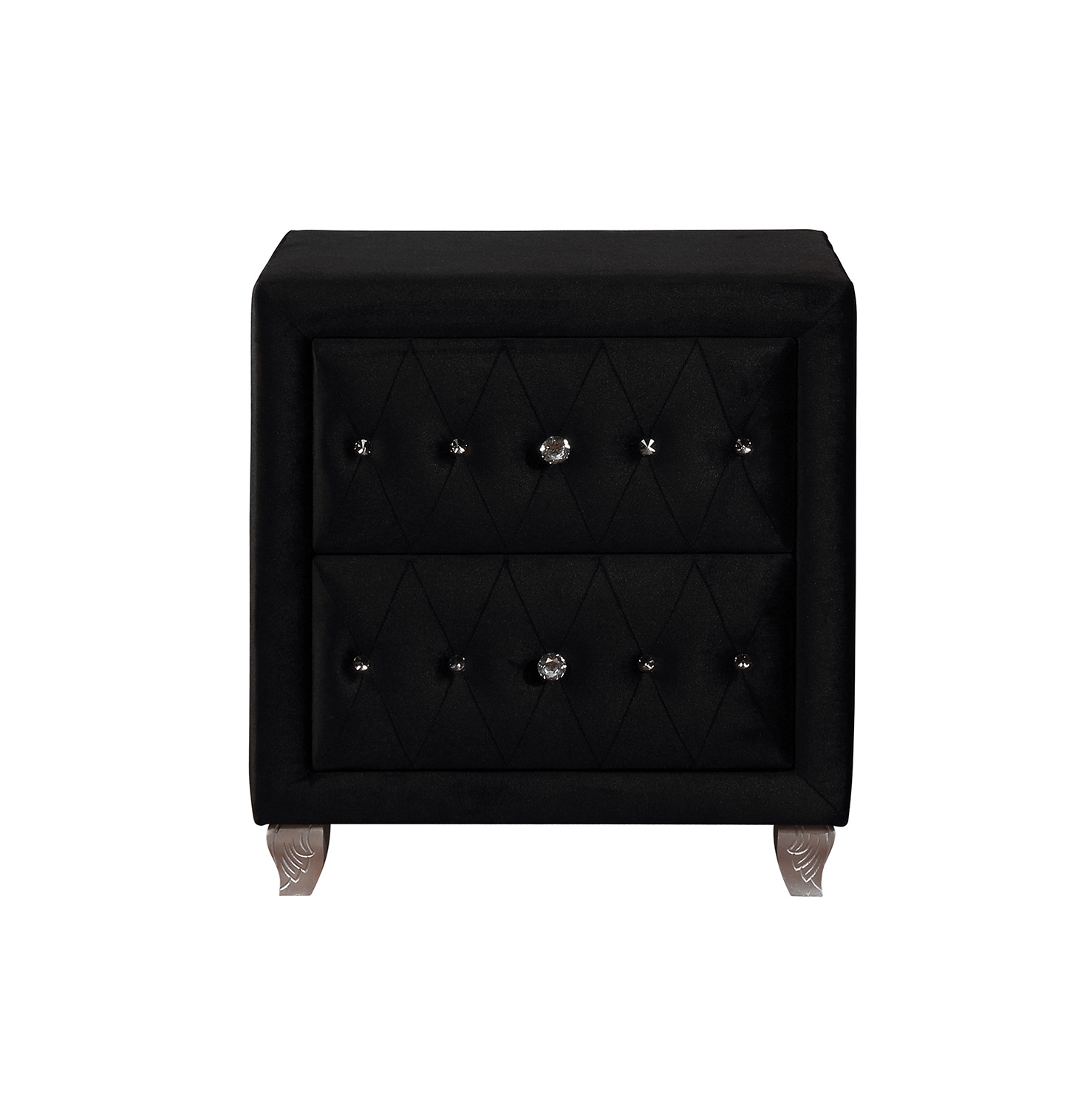 Coaster Deanna Nightstand - Black Velvet/Metallic Legs