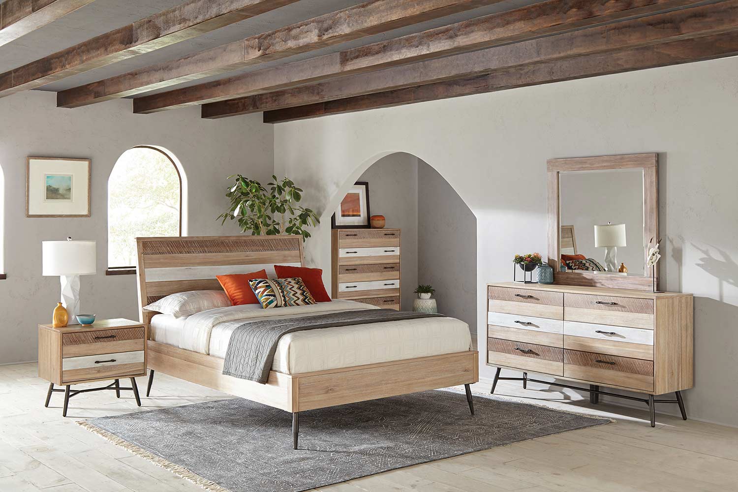 Coaster Marlow Bedroom Set - Rough Sawn Multi/Black Finish