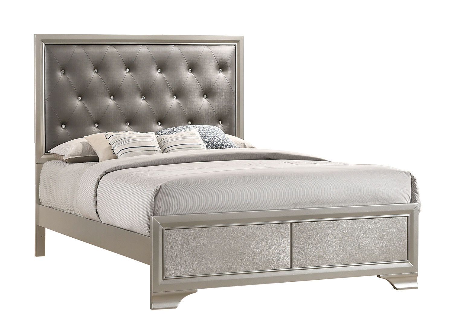 Coaster Salford Bed - Metallic Sterling/Charcoal Grey Leatherette