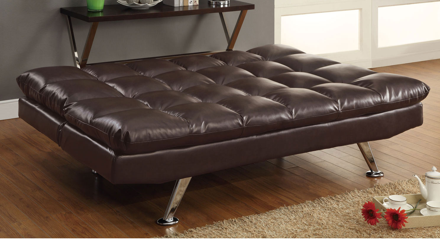 Coaster 300122 Sofa Bed - Dark Brown - Chrome