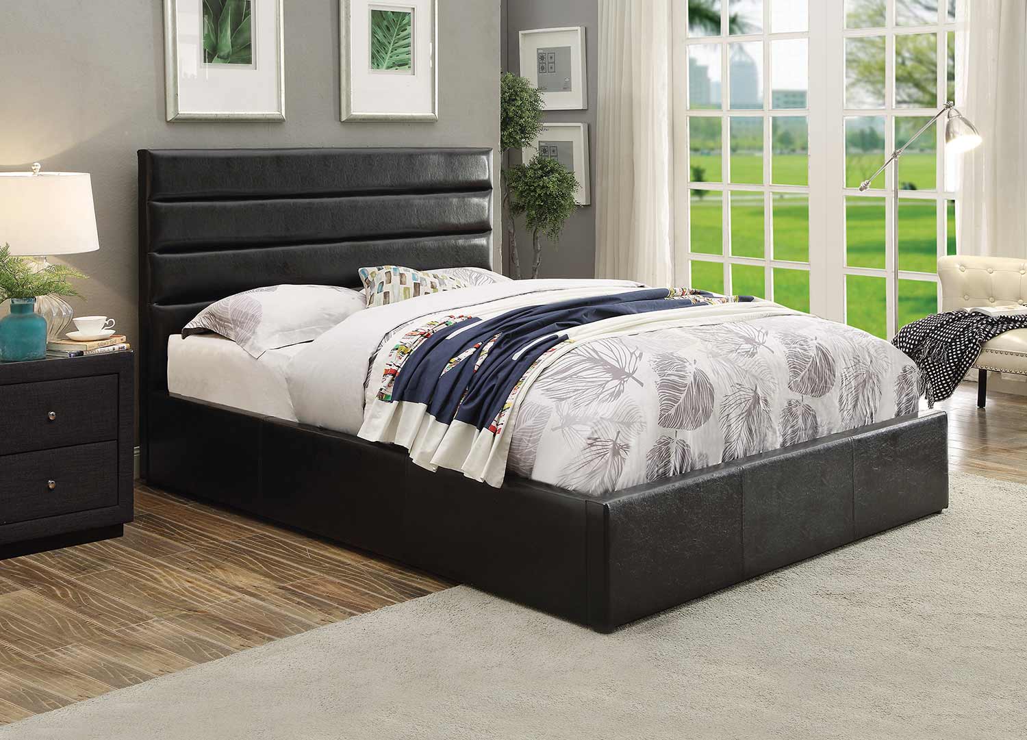 Coaster Riverbend Bed - Black Leatherette