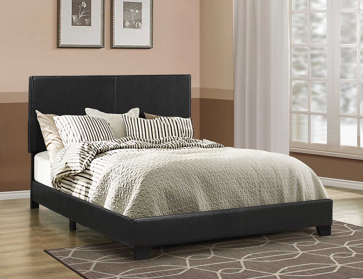 Coaster Dorian Low Profile Upholstered Bed - Brown Leatherette