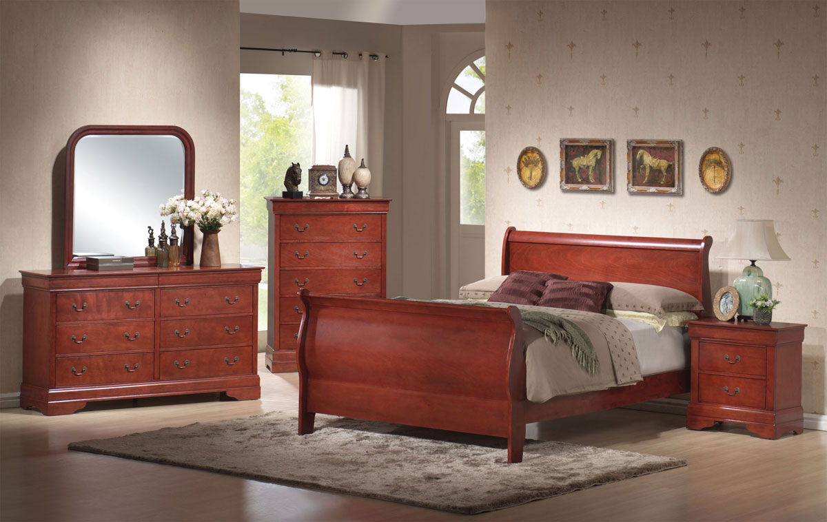 Coaster Louis Philippe Warm Cherry Sleigh Bedroom Set Coaster Louis Philippe Warm Cherry Sleigh Bedroom Set