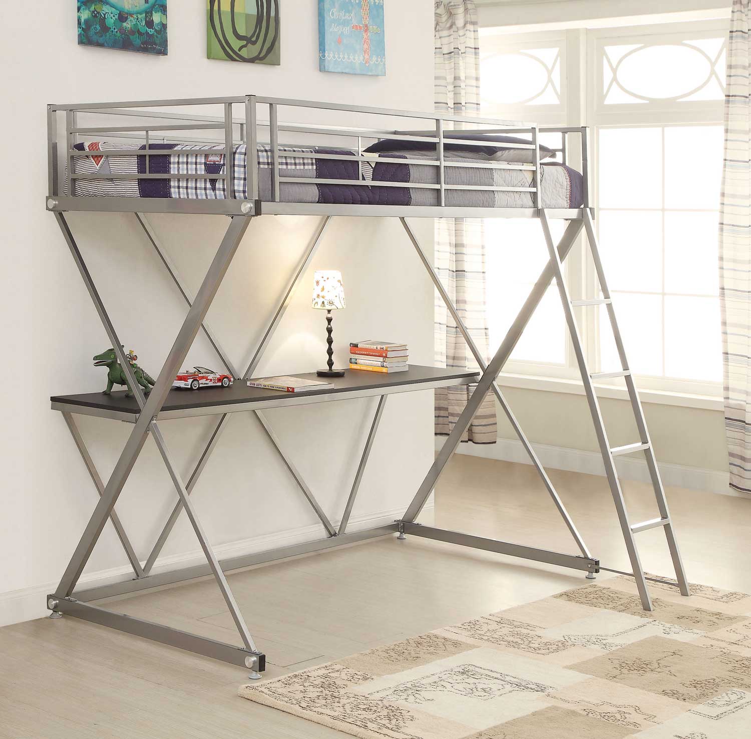 Coaster 400034T Twin Workstation Loft Bed - Silver
