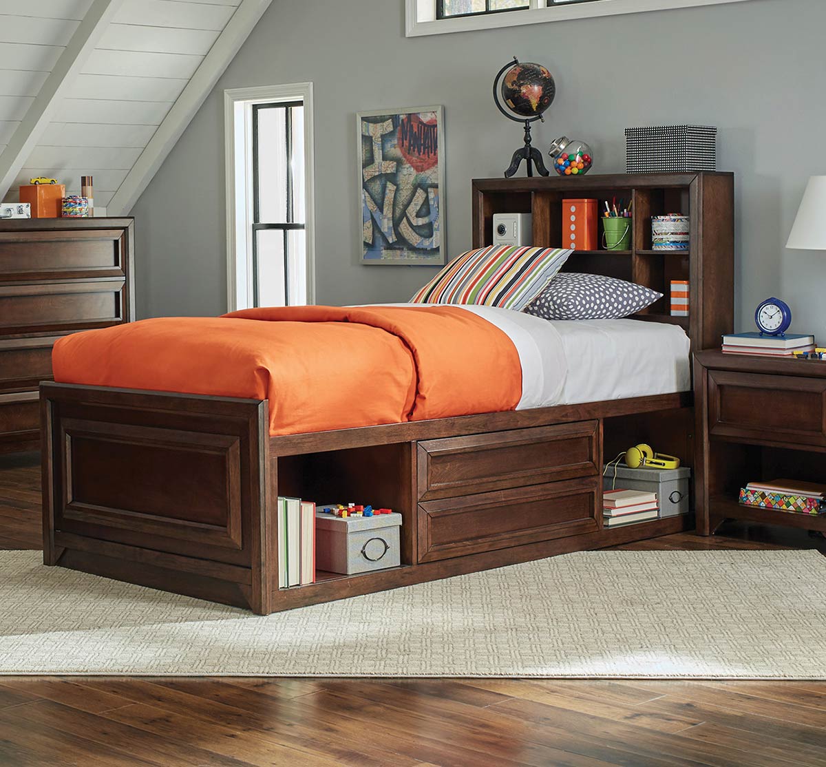 Coaster Greenough Twin Size Storage Bed - Maple Oak